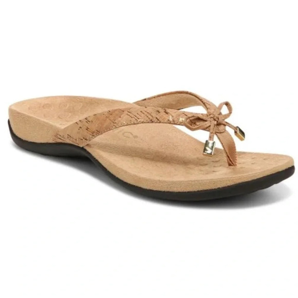 NWOT Vionic Bella Toe Post Sandals - Gold Cork - Picture 1 of 7